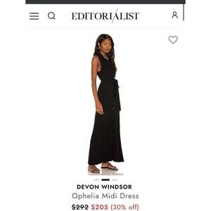 DEVON WINDSOR OPHELIA MIDI DRESS COLOR BLACK SIZE S REVOLVE